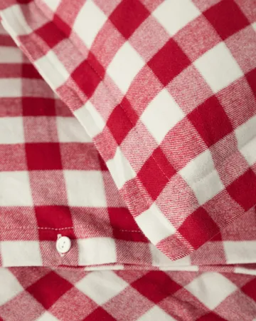Checked cotton flannel dekbedovertrek - Red-light beige, 2 st 50x60 cm/220x220 cm - Lexington