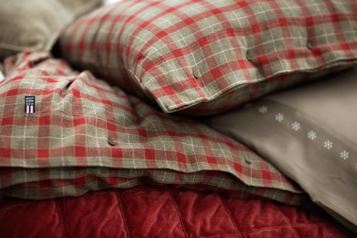Checked Cotton Flannel dekbedovertrekset - Mid Brown-red - Lexington