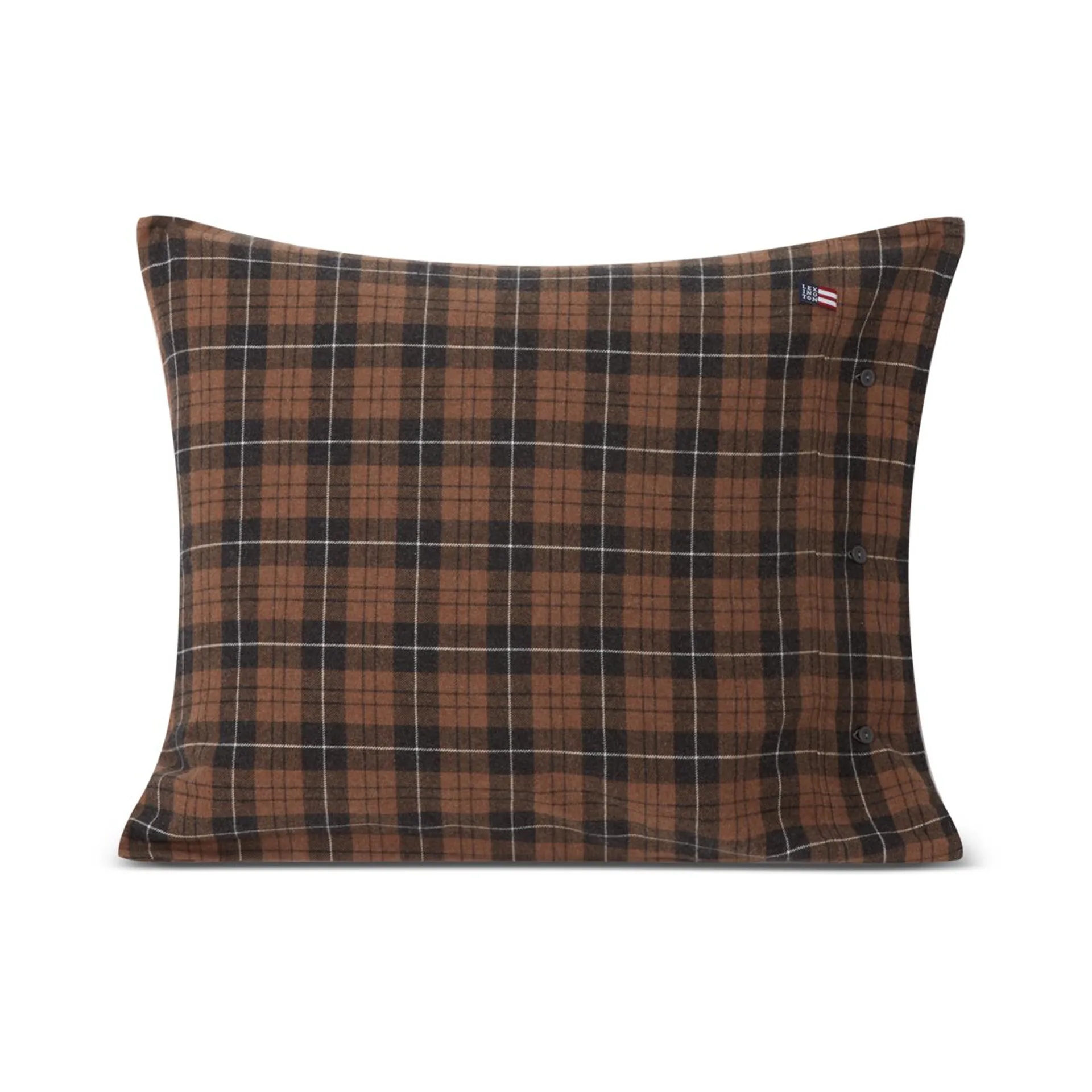 Checked Cotton Flannel kussensloop 50x60 cm, Brown-dark gray Lexington