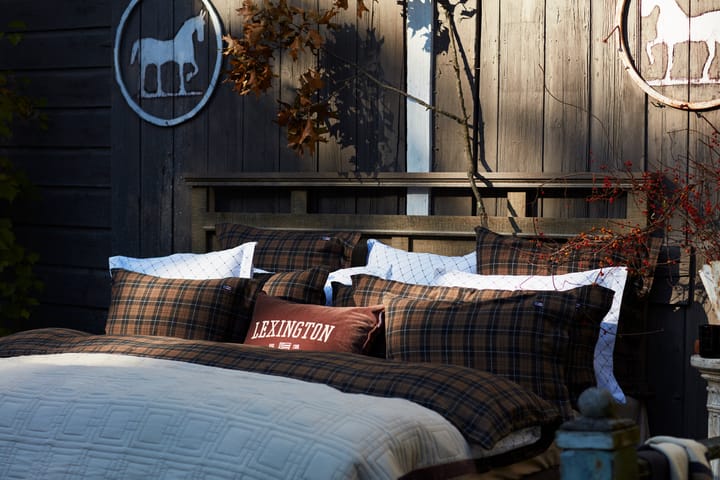 Checked Cotton Flannel kussensloop 50x60 cm, Brown-dark gray Lexington
