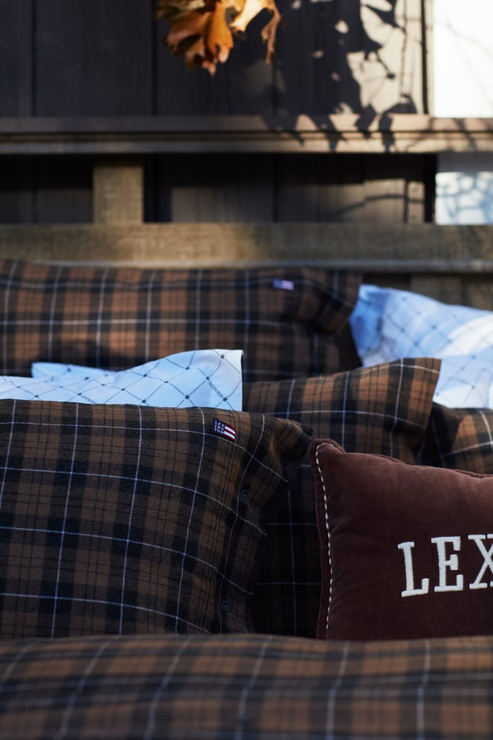 Checked Cotton Flannel kussensloop 50x60 cm, Brown-dark gray Lexington