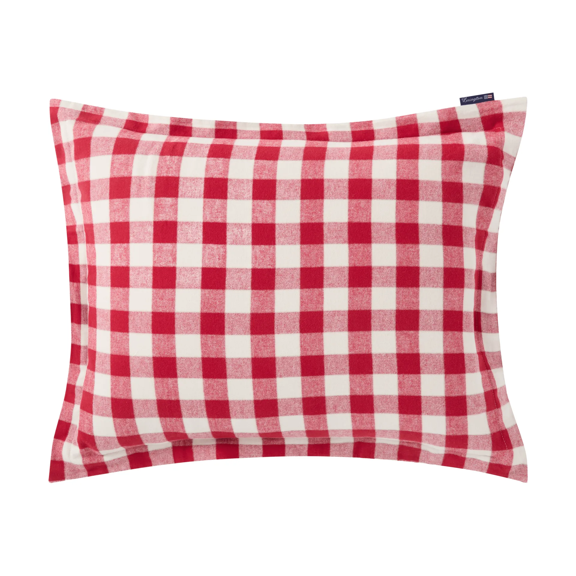 Checked Cotton Flannel kussensloop 50x60 cm, Red-light beige Lexington