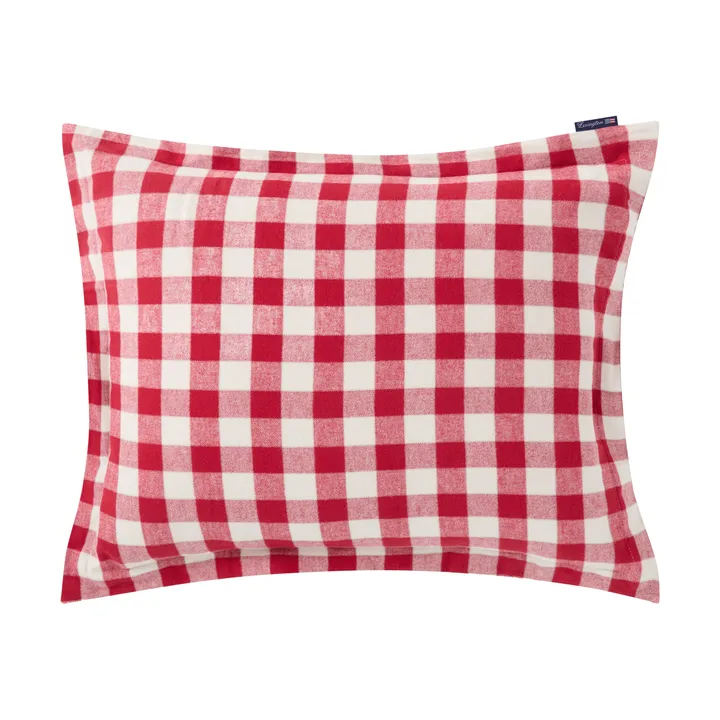 Checked Cotton Flannel kussensloop 50x60 cm - Red-light beige - Lexington