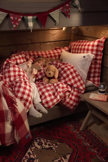 Checked Cotton Flannel kussensloop 50x60 cm - Red-light beige - Lexington
