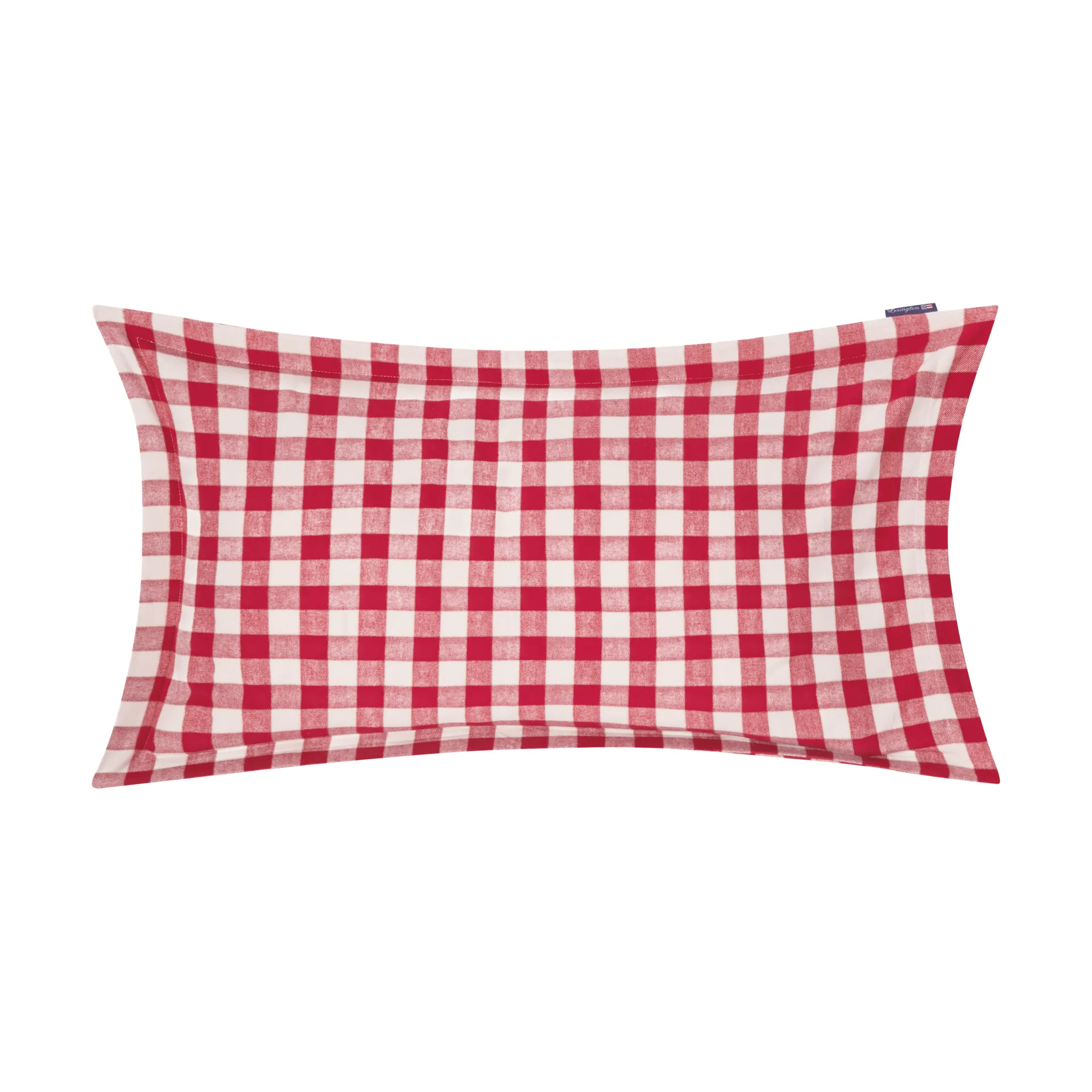 Checked Cotton Flannel kussensloop 50x90 cm, Red-light beige Lexington