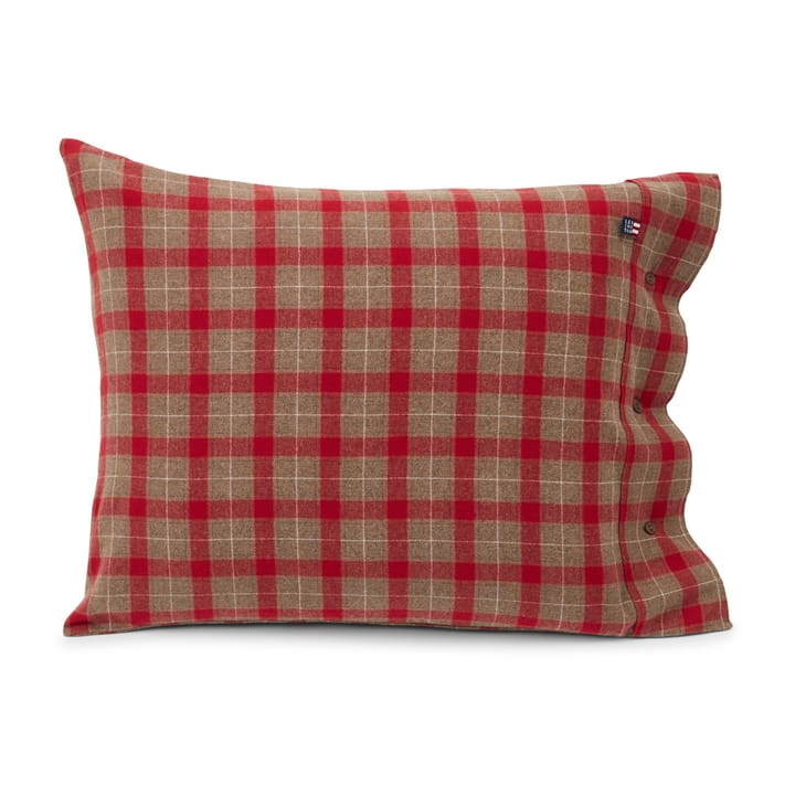 Checked Cotton Flannel kussensloop 65x65 cm - Mid Brown-red - Lexington