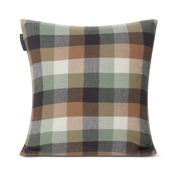 Checked Cotton Flannel Logo kussenhoes 50x50 cm - Beige - Lexington