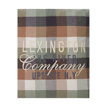 Checked Cotton Flannel Logo kussenhoes 50x50 cm - Beige - Lexington