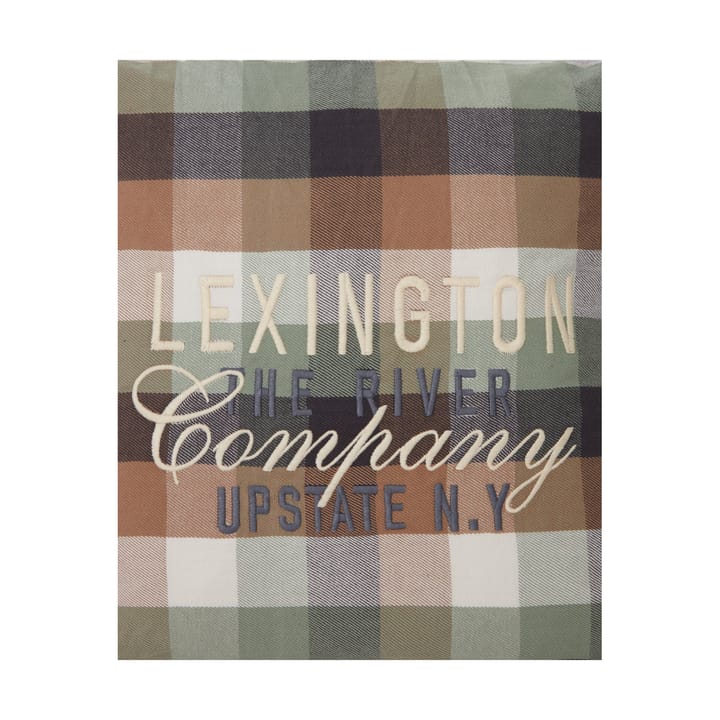Checked Cotton Flannel Logo kussenhoes 50x50 cm, Beige Lexington