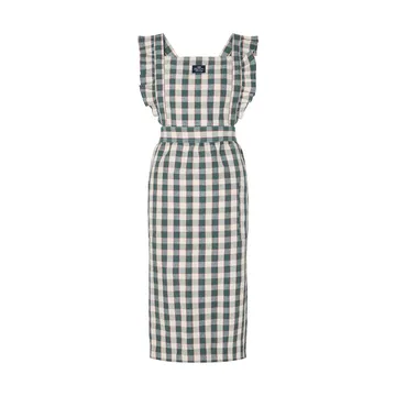 Checked cotton linen schort - Green-Light beige-red - Lexington