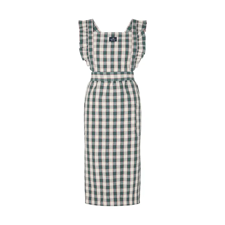 Checked cotton linen schort - Green-Light beige-red - Lexington