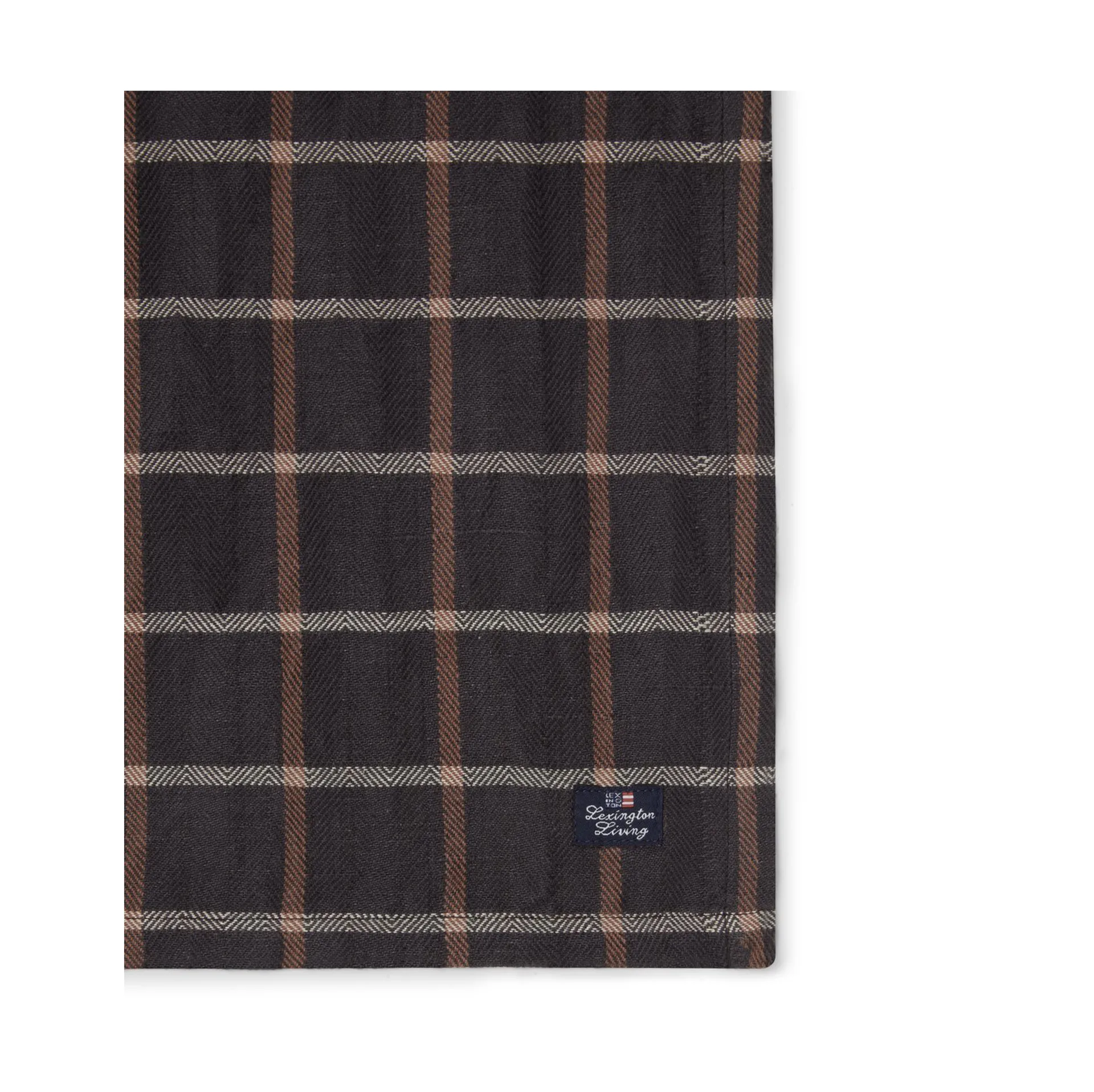 Checked Cotton Linen stoffen servet 50x50 cm, Dark gray-beige Lexington