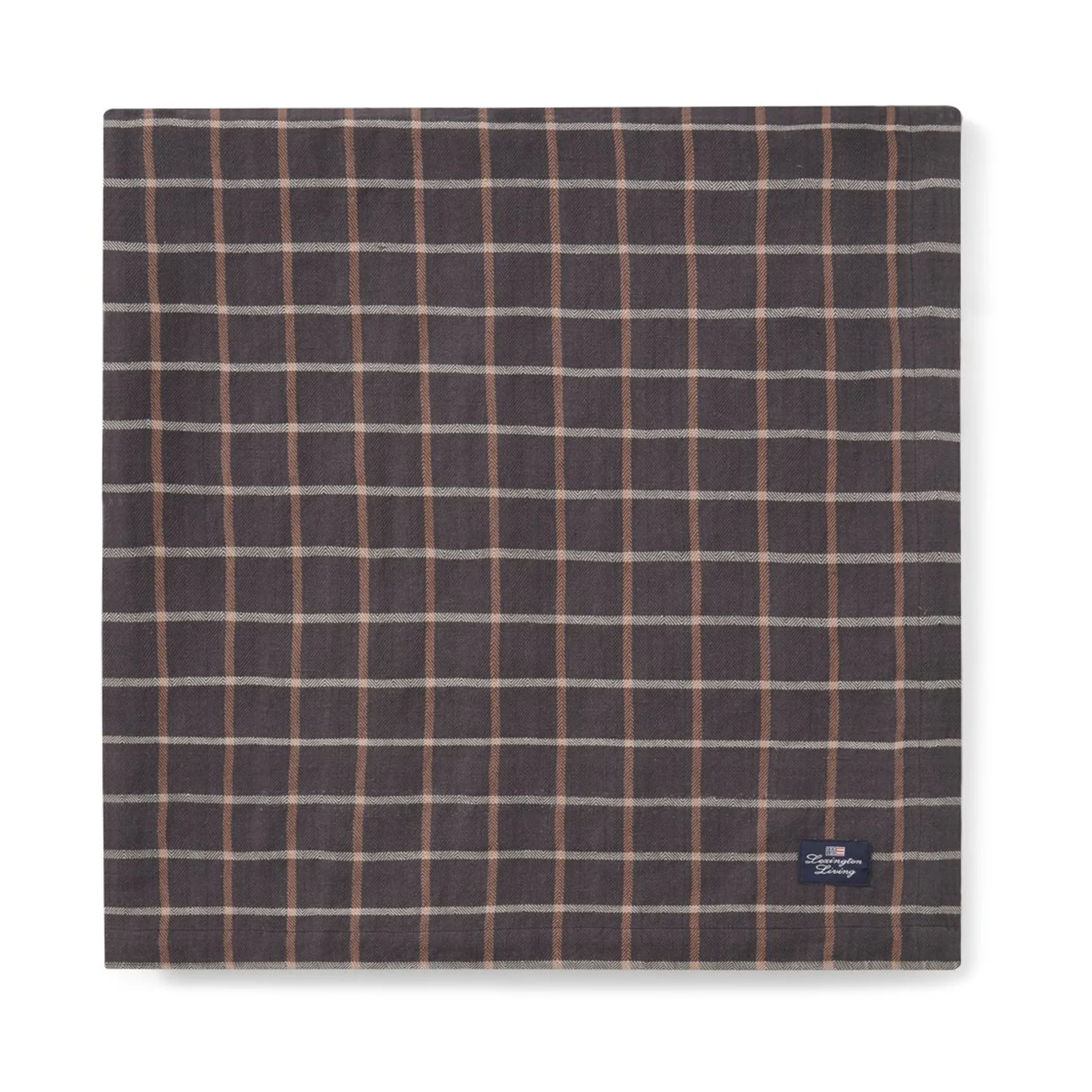 Checked Cotton Linen tafelkleed 150x250 cm, Dark gray-beige Lexington