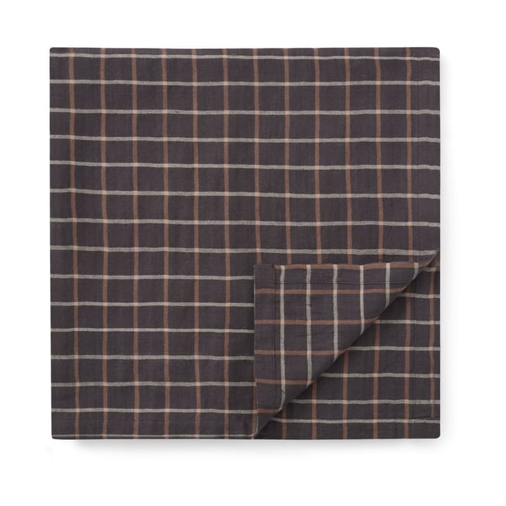 Checked Cotton Linen tafelkleed 150x250 cm, Dark gray-beige Lexington