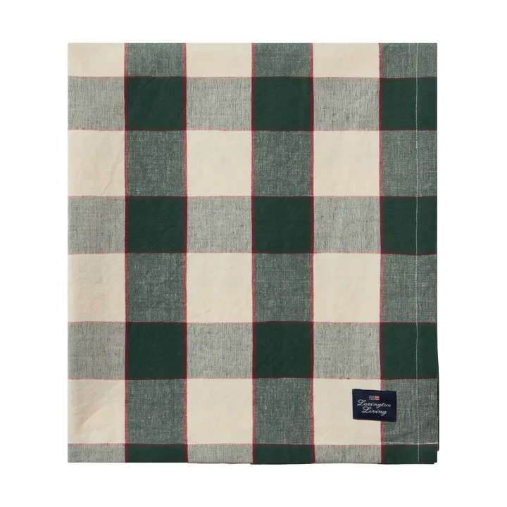 Checked Cotton Linen tafelkleed 150x250 cm - Green-light beige-red - Lexington