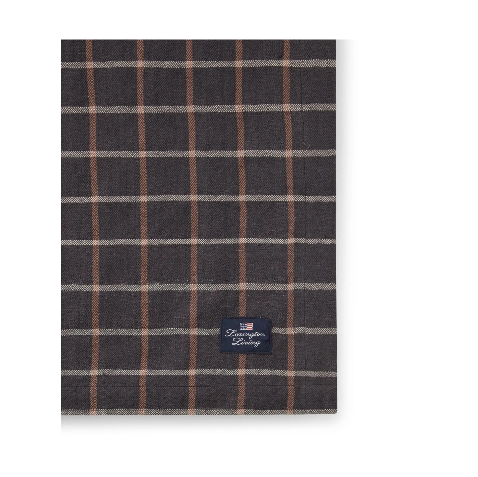 Checked Cotton Linen tafelkleed 150x350 cm, Dark gray-beige Lexington
