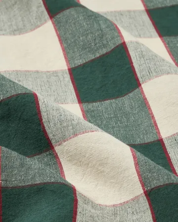 Checked Cotton Linen tafelkleed 150x350 cm - Green-light beige-red - Lexington