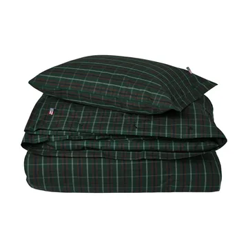 Checked cotton percale dekbedovertrekset - Green-navy, 2 st 50x60 cm/1 st 220x220 cm - Lexington