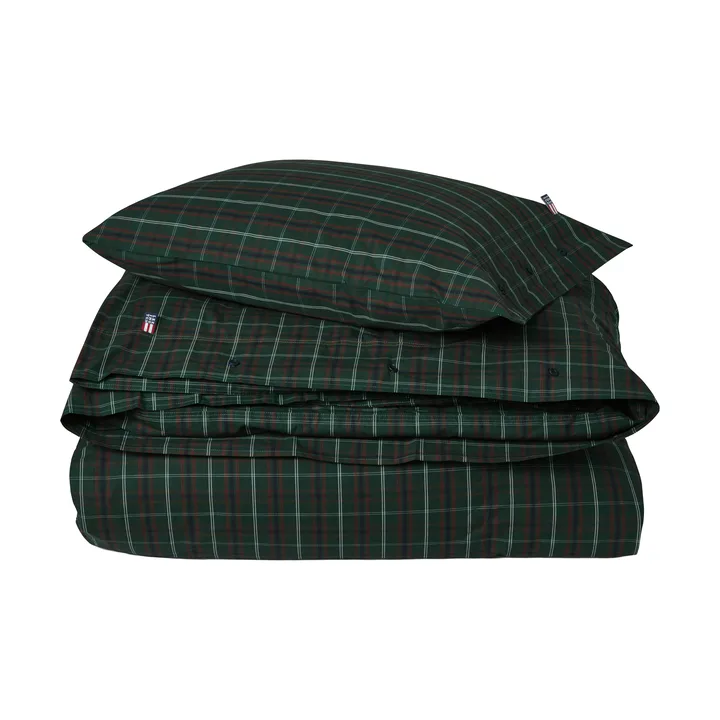 Checked cotton percale dekbedovertrekset - Green-navy, 50x60 cm/150x210 cm - Lexington