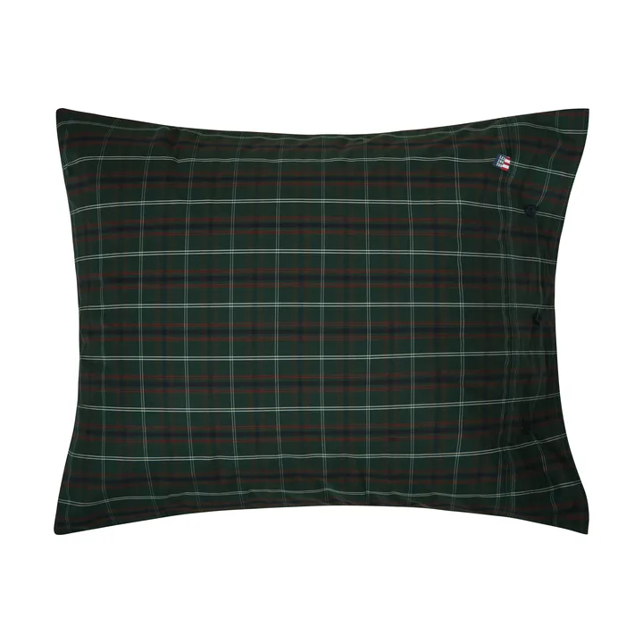 Checked cotton percale kussensloop - Green-navy, 50x60 cm - Lexington