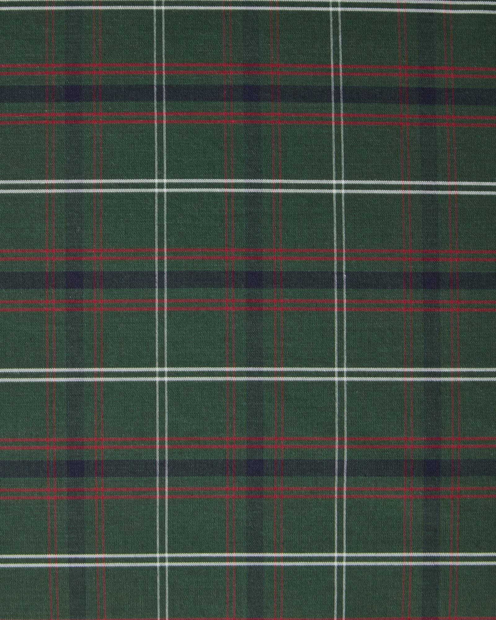 Checked cotton percale kussensloop, Green-navy, 50x90 cm Lexington