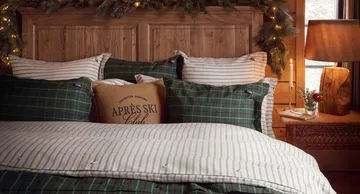 Checked cotton percale kussensloop - Green-navy, 50x90 cm - Lexington