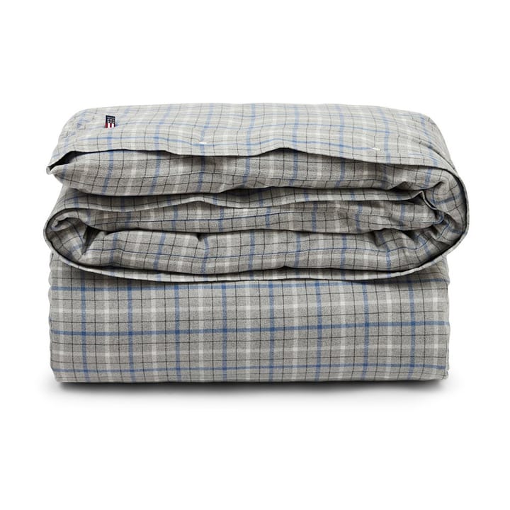 Checked dekbedovertrek katoen en flanel 220x220 cm - Gray Melange/Blue/White - Lexington