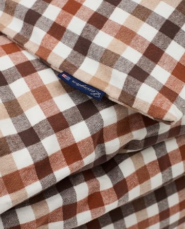 Checked dekbedovertrek katoen en flanel 220x220 cm - Rustic Brown/Off White - Lexington