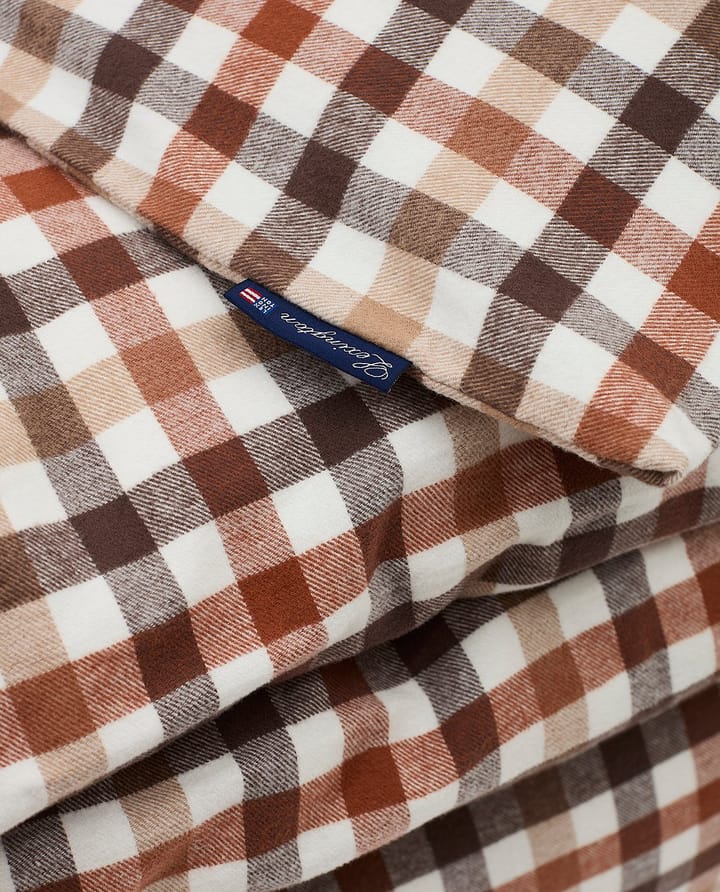 Checked dekbedovertrek katoen en flanel 220x220 cm, Rustic Brown/Off White Lexington