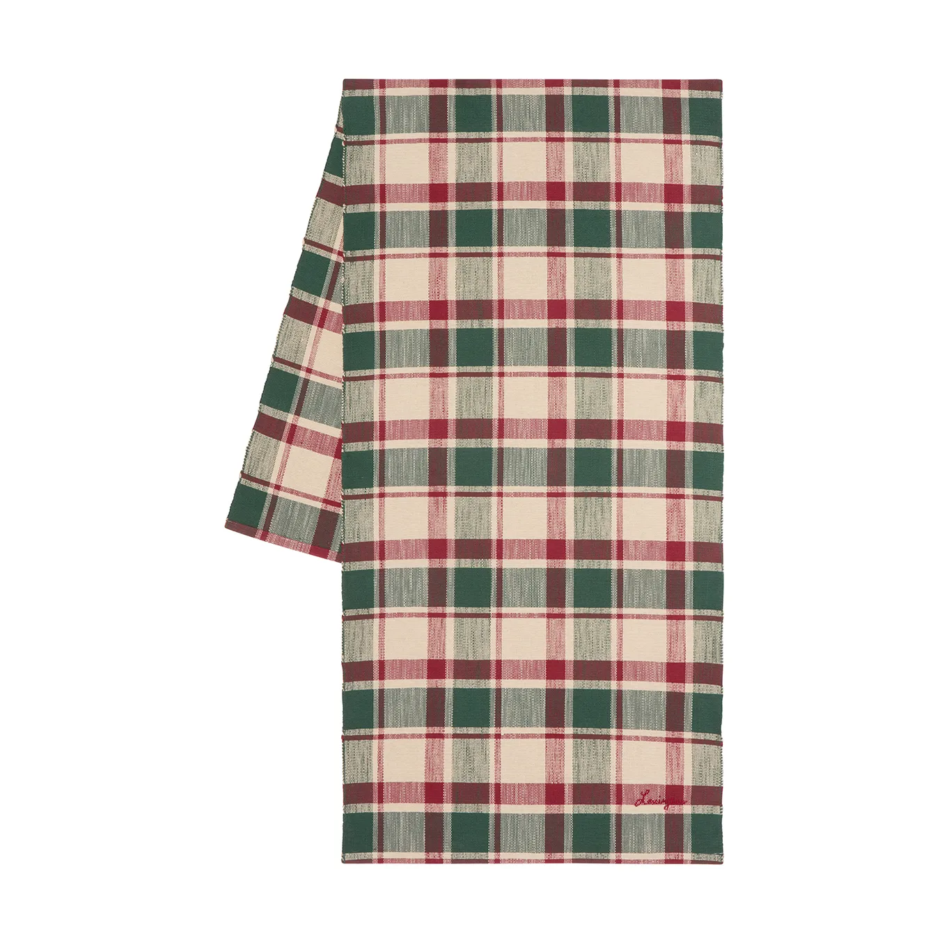 Checked ekologisch katoen loop 50x150 cm, Green-red-beige Lexington
