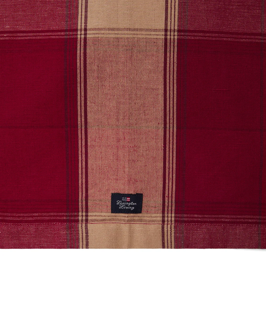 Checked linen-cotton loper 50x350 cm, Rood-beige Lexington