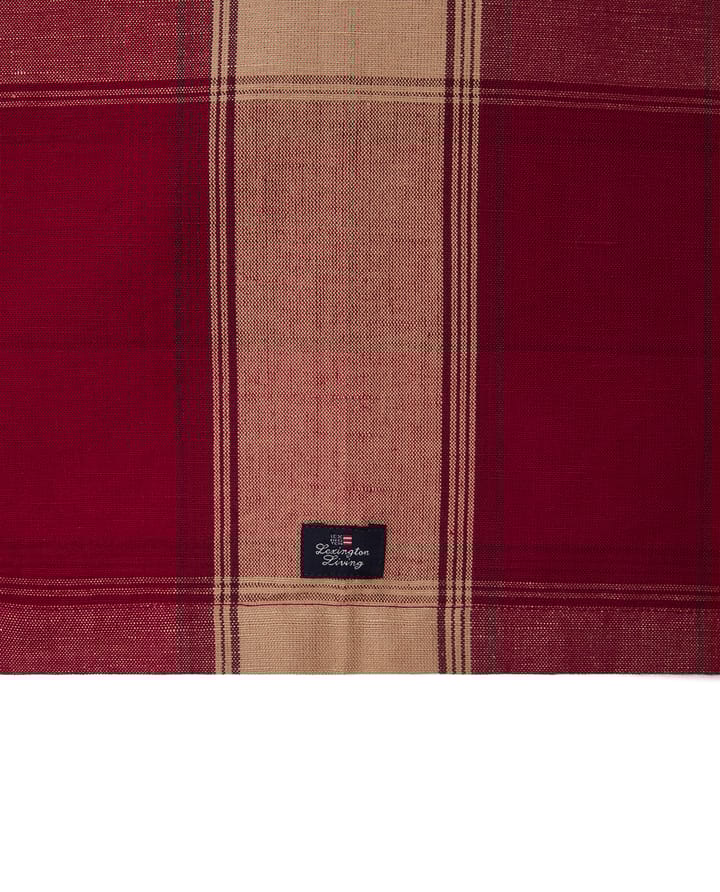 Checked linen-cotton loper 50x350 cm, Rood-beige Lexington