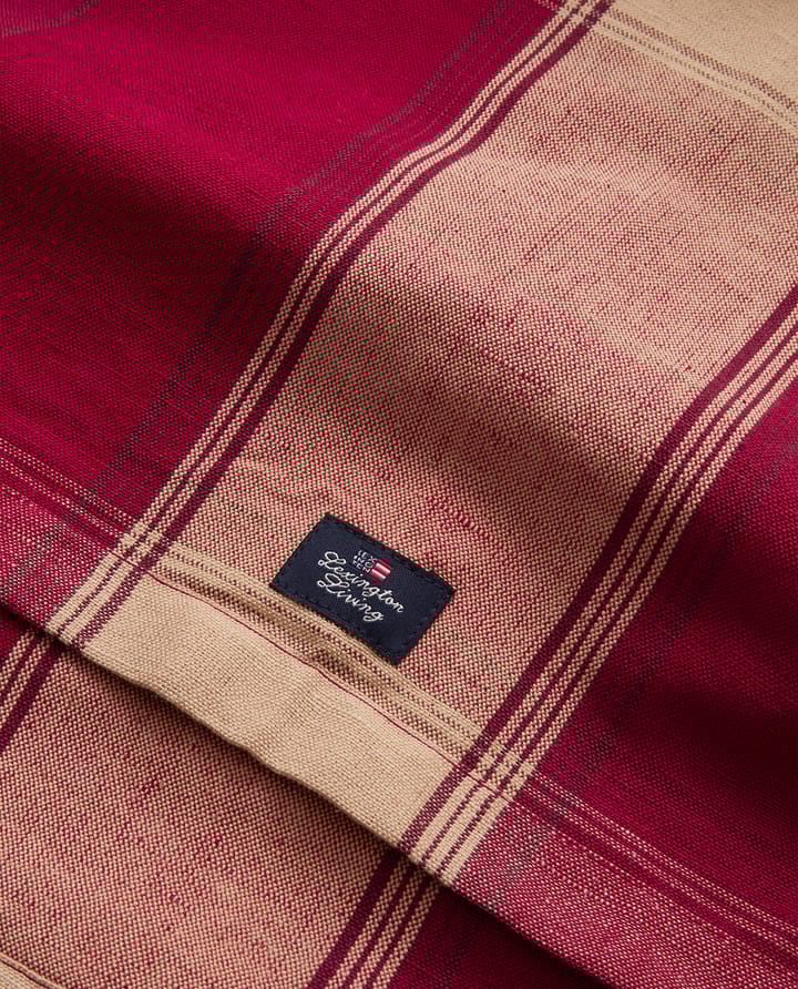 Checked linen-cotton loper 50x350 cm, Rood-beige Lexington