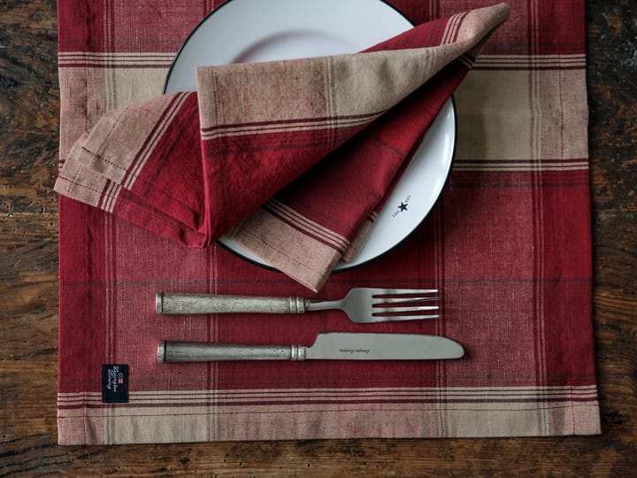 Checked linen-cotton placemat 40x50 cm, Rood-beige Lexington