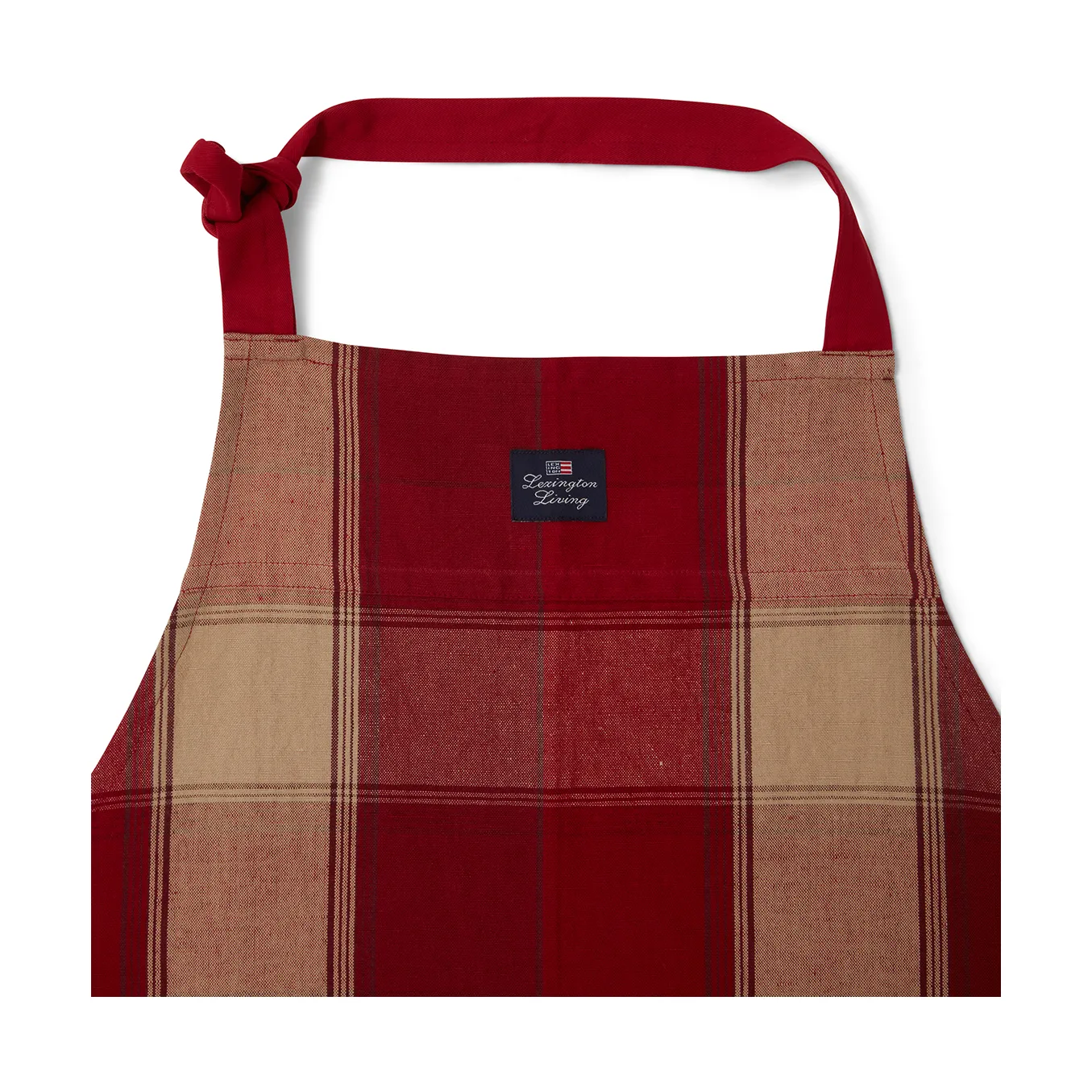 Checked linen-cotton schort 80x105 cm, Rood-beige Lexington