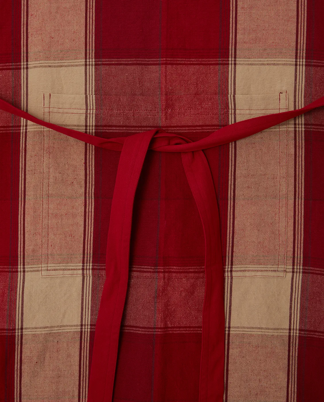 Checked linen-cotton schort 80x105 cm, Rood-beige Lexington