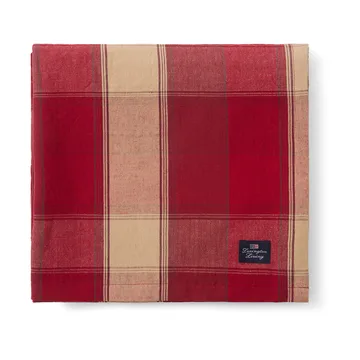 Checked linen-cotton tafelkleed 150x250 cm - Rood-beige - Lexington