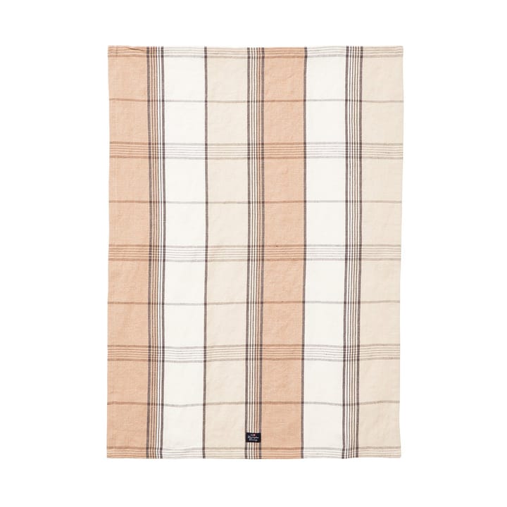 Checked Linen/Cotton keukenhanddoek 50x70 cm - Beige-white - Lexington