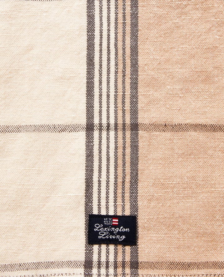Checked Linen/Cotton keukenhanddoek 50x70 cm - Beige-white - Lexington