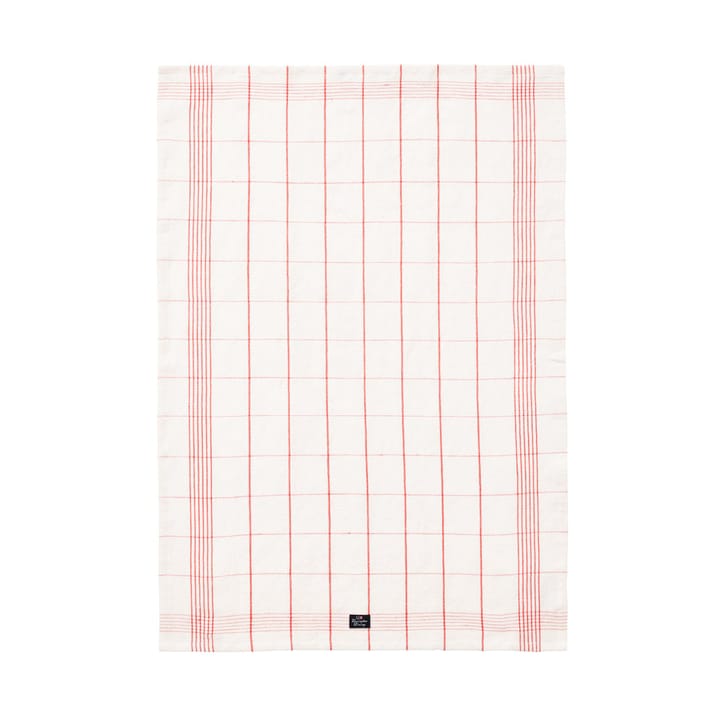 Checked Linen/Cotton keukenhanddoek 50x70 cm - White-red - Lexington