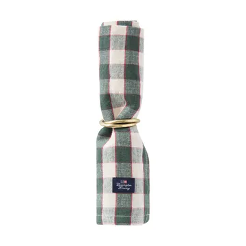 Checked Linen/Cotton stoffen servet 50x50 cm - Green-light beige-red - Lexington