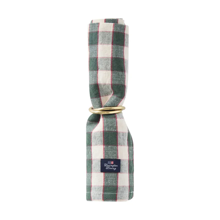 Checked Linen/Cotton stoffen servet 50x50 cm - Green-light beige-red - Lexington