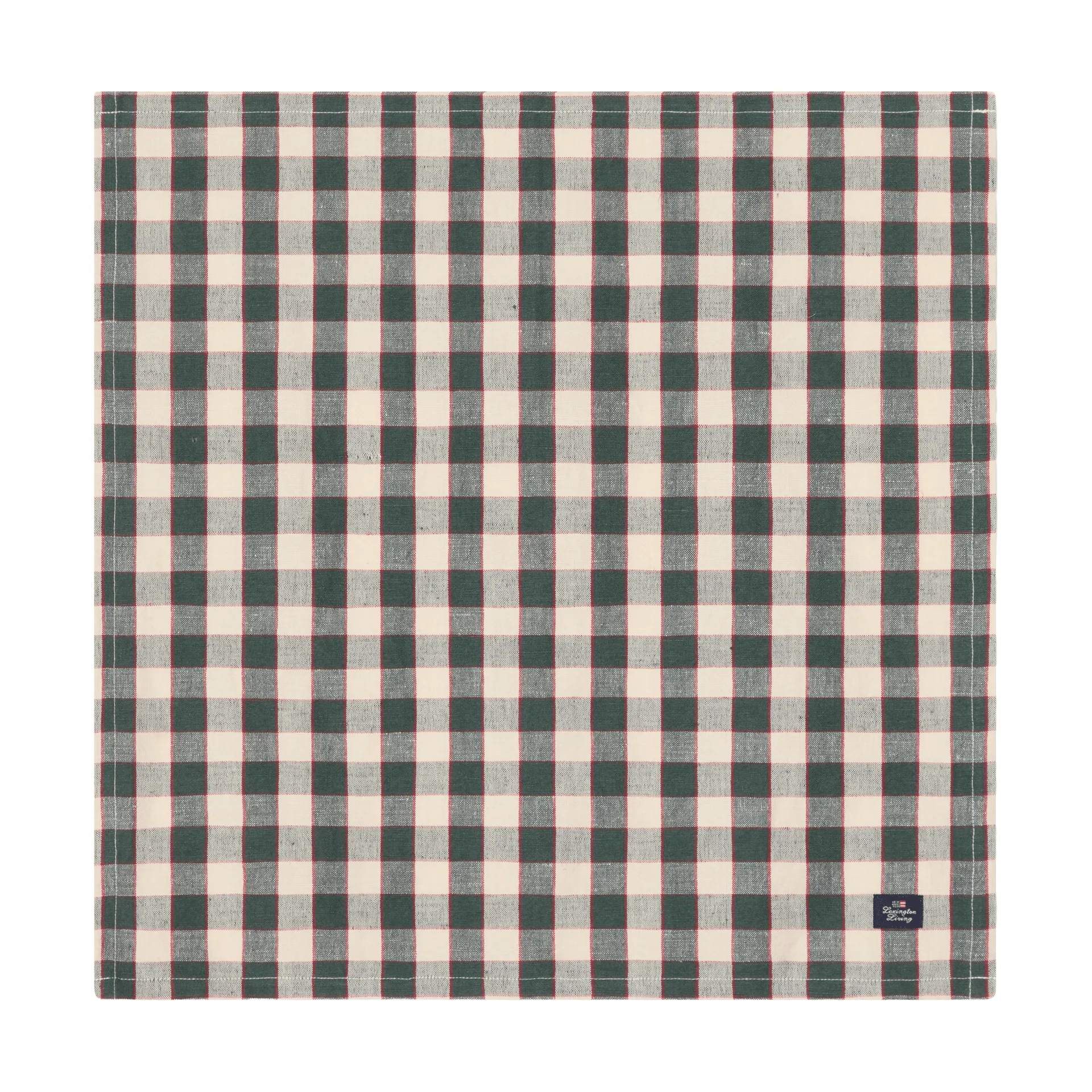 Checked Linen/Cotton stoffen servet 50x50 cm, Green-light beige-red Lexington