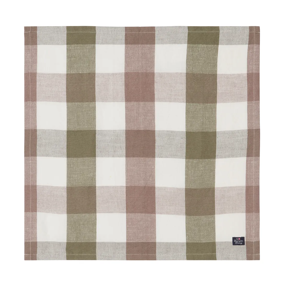 Checked Linen/Cotton stoffen servet 50x50 cm, Olive Lexington