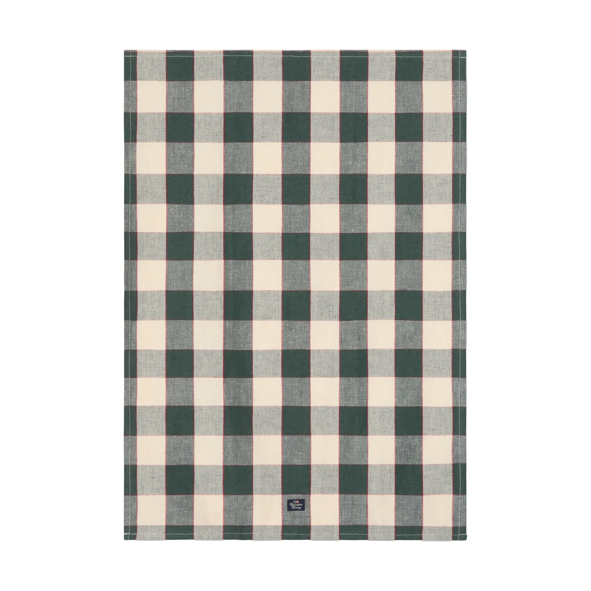 Checked linnen/katoen keukendoek 50x70 cm, Green-light beige-red Lexington
