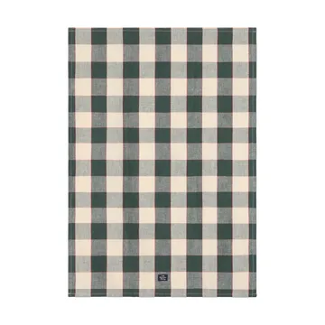 Checked linnen/katoen keukendoek 50x70 cm - Green-light beige-red - Lexington