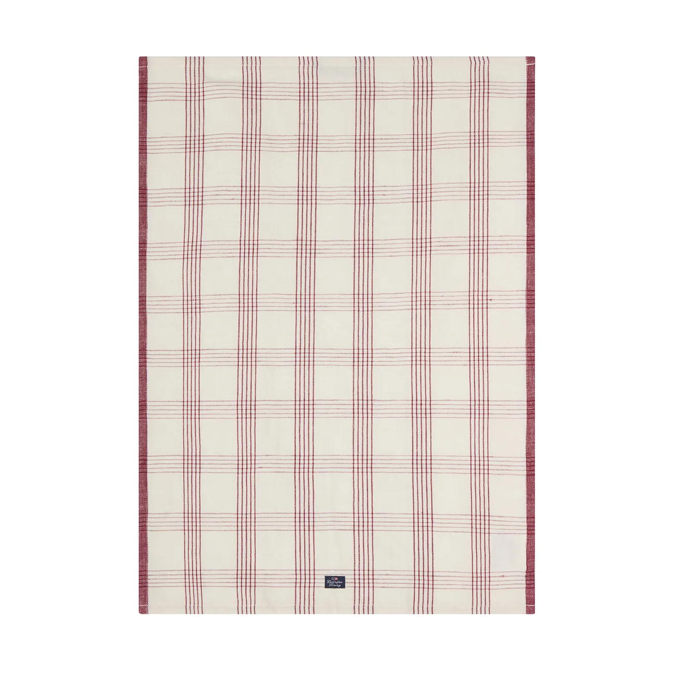 Checked linnen/katoen keukendoek 50x70 cm, White-red Lexington