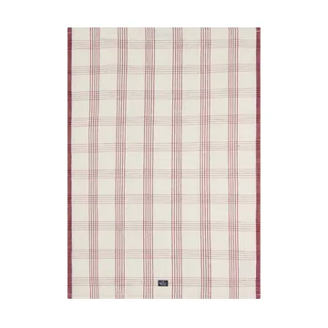 Checked linnen/katoen keukendoek 50x70 cm - White-red - Lexington