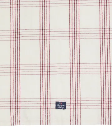 Checked linnen/katoen keukendoek 50x70 cm - White-red - Lexington