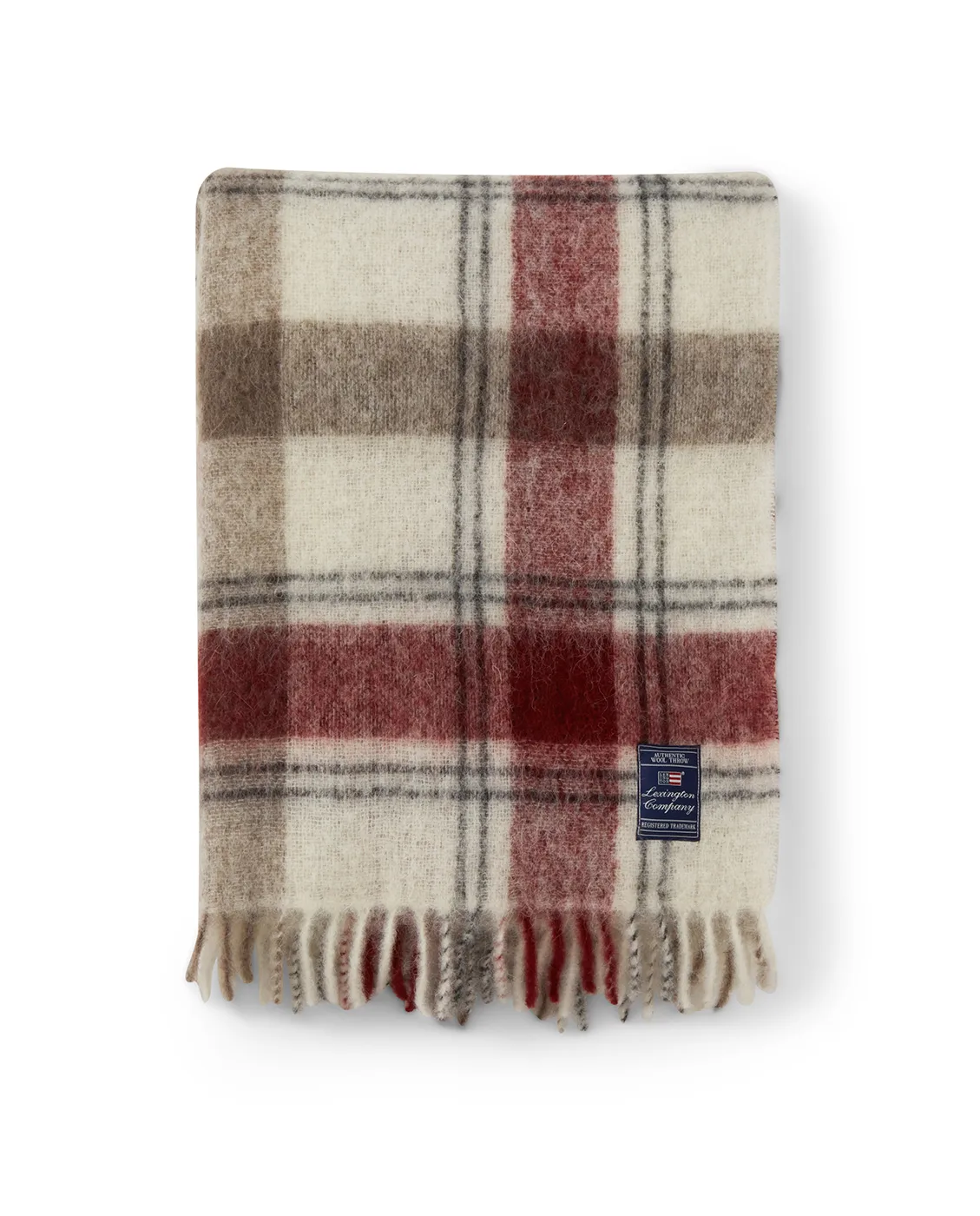 Checked Mohair Mix plaid 130x170 cm, Red-beige-white Lexington
